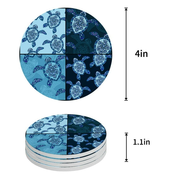 FMSHPON Merry Christmas Snowflake Set of 8 Round Coaster for Drinks, Absorbent Ceramic Stone Coasters Cup Mat with Cork Base for Home Kitchen Room Coffee Table Bar Decor