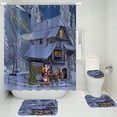 thumbnail image 1 of FMSHPON Merry Christmas Snowman 4 Piece Bathroom Set Shower Curtain Bath Rug Contour Mat and Toilet Lid Cover, 1 of 8