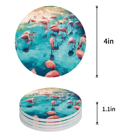 FMSHPON Merry Christmas Theme Set of 8 Round Coaster for Drinks, Absorbent Ceramic Stone Coasters Cup Mat with Cork Base for Home Kitchen Room Coffee Table Bar Decor