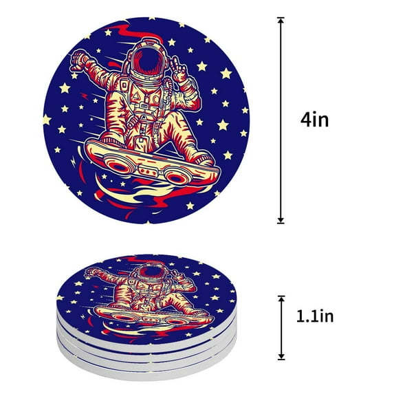 FMSHPON Merry Christmas Xmas Tree Winter Christmas Set of 4 Round Coaster for Drinks, Absorbent Ceramic Stone Coasters Cup Mat with Cork Base for Home Kitchen Room Coffee Table Bar Decor