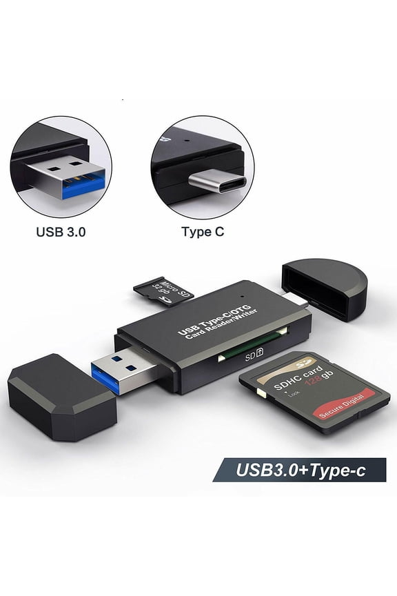 Micro USB and USB Type C Memory Card Reader, for SD/Micro SD/TF Cards