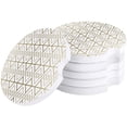 thumbnail image 1 of FMSHPON Minimalist Geometric Pattern White Set of 4 Car Coaster for Drinks, Absorbent Ceramic Stone Coasters Cup Mat with Cork Base for Home Kitchen Room Coffee Table Bar Decor, 1 of 5