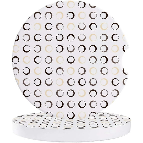 FMSHPON Minimalist Pattern with Round Circles Set of 6 Car Coaster for Drinks, Absorbent Ceramic Stone Coasters Cup Mat with Cork Base for Home Kitchen Room Coffee Table Bar Decor