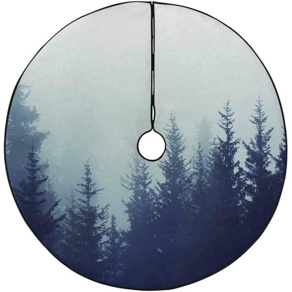 FMSHPON Misty Mog Forest Xmas Christmas Tree Skirt Stand Mat for Holiday Party Decoration Indoor Outdoor 36 inches