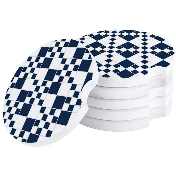 FMSHPON Modern Abstract Plaid Texture Set of 2 Car Coaster for Drinks, Absorbent Ceramic Stone Coasters Cup Mat with Cork Base for Home Kitchen Room Coffee Table Bar Decor