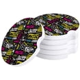 thumbnail image 1 of FMSHPON Music Style Theme Doodles Set of 2 Car Coaster for Drinks, Absorbent Ceramic Stone Coasters Cup Mat with Cork Base for Home Kitchen Room Coffee Table Bar Decor, 1 of 5