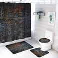 thumbnail image 1 of FMSHPON Natural Decorative Stone Wall 4 Piece Bathroom Set Shower Curtain Bath Rug Contour Mat and Toilet Lid Cover, 1 of 8
