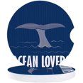 thumbnail image 1 of FMSHPON Nautical Style Whale Tail Striped Set of 6 Car Coaster for Drinks, Absorbent Ceramic Stone Coasters Cup Mat with Cork Base for Home Kitchen Room Coffee Table Bar Decor, 1 of 5