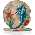 thumbnail image 1 of FMSHPON Nautical Theme Hippocampus Ocean Set of 6 Car Coaster for Drinks, Absorbent Ceramic Stone Coasters Cup Mat with Cork Base for Home Kitchen Room Coffee Table Bar Decor, 1 of 5