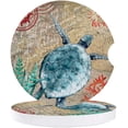 thumbnail image 1 of FMSHPON Nautical Theme Life Sea Turtle Retro Set of 6 Car Coaster for Drinks, Absorbent Ceramic Stone Coasters Cup Mat with Cork Base for Home Kitchen Room Coffee Table Bar Decor, 1 of 5