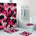 thumbnail image 1 of FMSHPON New Pink Camo Woman Girly Pink Camouflage Gift 4 Piece Bathroom Set Shower Curtain Bath Rug Contour Mat and Toilet Lid Cover, 1 of 8
