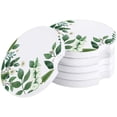 thumbnail image 1 of FMSHPON Nordic Style Fresh Green Plants Set of 4 Car Coaster for Drinks, Absorbent Ceramic Stone Coasters Cup Mat with Cork Base for Home Kitchen Room Coffee Table Bar Decor, 1 of 5