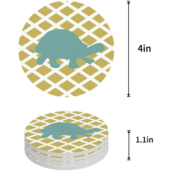 FMSHPON Ocean Sea Turtle Set of 6 Round Coaster for Drinks, Absorbent Ceramic Stone Coasters Cup Mat with Cork Base for Home Kitchen Room Coffee Table Bar Decor