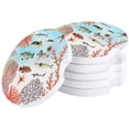 thumbnail image 1 of FMSHPON Ocean Theme Sea Creature Landscape Set of 4 Car Coaster for Drinks, Absorbent Ceramic Stone Coasters Cup Mat with Cork Base for Home Kitchen Room Coffee Table Bar Decor, 1 of 5