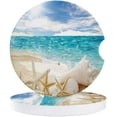 thumbnail image 1 of FMSHPON Ocean Theme Tropical Beach Sunshine Seashell Starfish Set of 6 Car Coaster for Drinks, Absorbent Ceramic Stone Coasters Cup Mat with Cork Base for Home Kitchen Room Coffee Table Bar Decor, 1 of 5