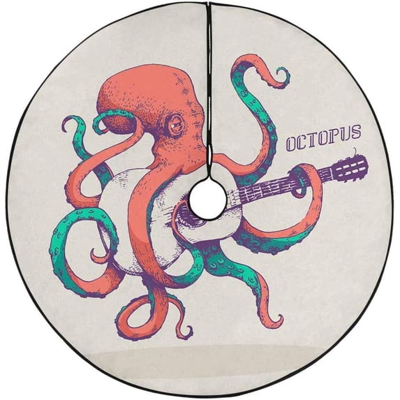 FMSHPON Octopus Fun Xmas Christmas Tree Skirt Stand Mat for Holiday Party Decoration Indoor Outdoor 48 inches