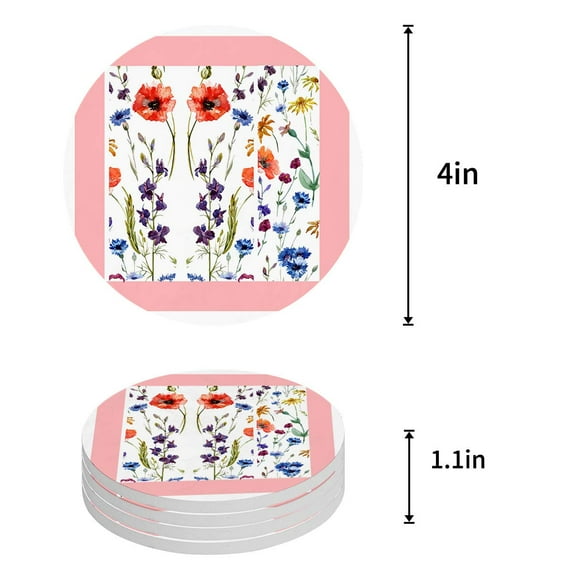 FMSHPON Octopus Set of 6 Round Coaster for Drinks, Absorbent Ceramic Stone Coasters Cup Mat with Cork Base for Home Kitchen Room Coffee Table Bar Decor