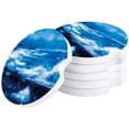 thumbnail image 1 of FMSHPON Oil Painting Style Blue Sea Waves Set of 4 Car Coaster for Drinks, Absorbent Ceramic Stone Coasters Cup Mat with Cork Base for Home Kitchen Room Coffee Table Bar Decor, 1 of 5