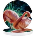 thumbnail image 1 of FMSHPON Oil Painting Style Pink Flamingo Set of 6 Car Coaster for Drinks, Absorbent Ceramic Stone Coasters Cup Mat with Cork Base for Home Kitchen Room Coffee Table Bar Decor, 1 of 5