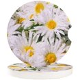 thumbnail image 1 of FMSHPON Oil Painting Style Spring Bloom Flower White Daisy Set of 6 Car Coaster for Drinks, Absorbent Ceramic Stone Coasters Cup Mat with Cork Base for Home Kitchen Room Coffee Table Bar Decor, 1 of 5