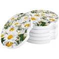 thumbnail image 1 of FMSHPON Oil Painting Style Spring Flower White Daisy Set of 2 Car Coaster for Drinks, Absorbent Ceramic Stone Coasters Cup Mat with Cork Base for Home Kitchen Room Coffee Table Bar Decor, 1 of 5