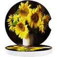 thumbnail image 1 of FMSHPON Oil Painting Sunflower Set of 6 Car Coaster for Drinks, Absorbent Ceramic Stone Coasters Cup Mat with Cork Base for Home Kitchen Room Coffee Table Bar Decor, 1 of 5