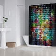 thumbnail image 1 of FMSHPON Old Colorful Wall 4 Piece Bathroom Set Shower Curtain Bath Rug Contour Mat and Toilet Lid Cover, 1 of 8
