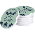 thumbnail image 1 of FMSHPON Paddle Mountains and Pine Forest Set of 2 Car Coaster for Drinks, Absorbent Ceramic Stone Coasters Cup Mat with Cork Base for Home Kitchen Room Coffee Table Bar Decor, 1 of 5
