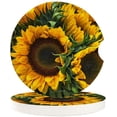 thumbnail image 1 of FMSHPON Painting Style Sunflower Set of 6 Car Coaster for Drinks, Absorbent Ceramic Stone Coasters Cup Mat with Cork Base for Home Kitchen Room Coffee Table Bar Decor, 1 of 5