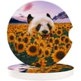 thumbnail image 1 of FMSHPON Panda Sunflower Set of 6 Car Coaster for Drinks, Absorbent Ceramic Stone Coasters Cup Mat with Cork Base for Home Kitchen Room Coffee Table Bar Decor, 1 of 5