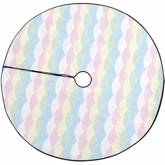 FMSHPON Pastel Color Wave Pattern Xmas Christmas Tree Skirt Stand Mat for Holiday Party Decoration Indoor Outdoor 48 inches
