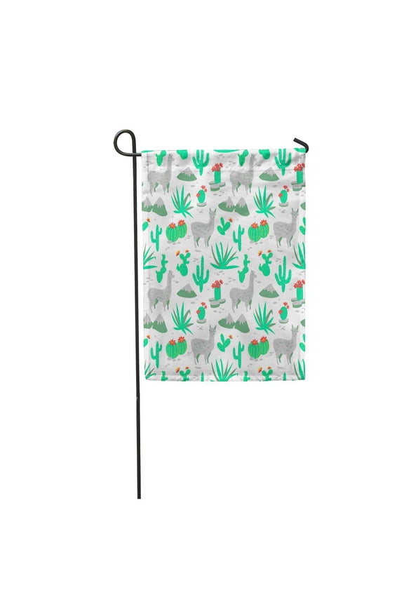 Pattern Alpaca South America Lama and Cactus in Cartoon Garden Flag Decorative Flag House Banner 12x18 inch