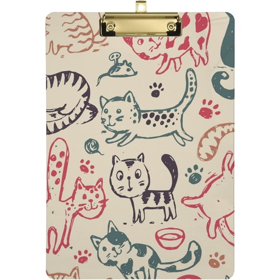 FMSHPON Paw Cute Cat Clipboard Hardboard Wood Nursing Clip Board and Pull for Standard A4 Letter 13x9 inches