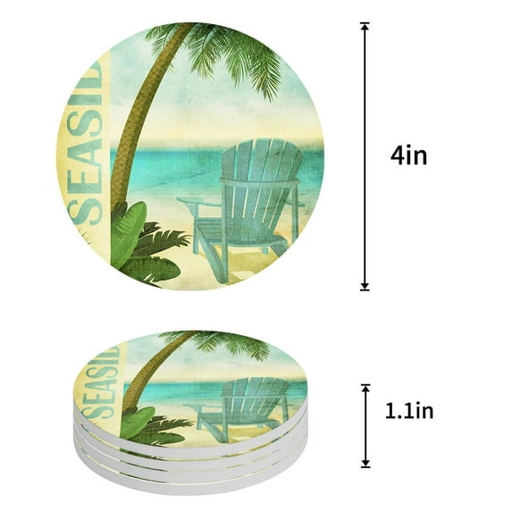 FMSHPON Peacock Set of 4 Round Coaster for Drinks, Absorbent Ceramic Stone Coasters Cup Mat with Cork Base for Home Kitchen Room Coffee Table Bar Decor