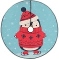 thumbnail image 1 of FMSHPON Penguin Skating Cartoon Xmas Christmas Tree Skirt Stand Mat for Holiday Party Decoration Indoor Outdoor 48 inches, 1 of 3