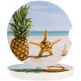 thumbnail image 1 of FMSHPON Pineapple and Starfish on The Beach Set of 6 Car Coaster for Drinks, Absorbent Ceramic Stone Coasters Cup Mat with Cork Base for Home Kitchen Room Coffee Table Bar Decor, 1 of 5