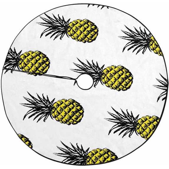 FMSHPON Pineapples Summer Xmas Christmas Tree Skirt Stand Mat for Holiday Party Decoration Indoor Outdoor 36 inches