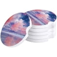 thumbnail image 1 of FMSHPON Pink Clouds on The Sea Set of 2 Car Coaster for Drinks, Absorbent Ceramic Stone Coasters Cup Mat with Cork Base for Home Kitchen Room Coffee Table Bar Decor, 1 of 5