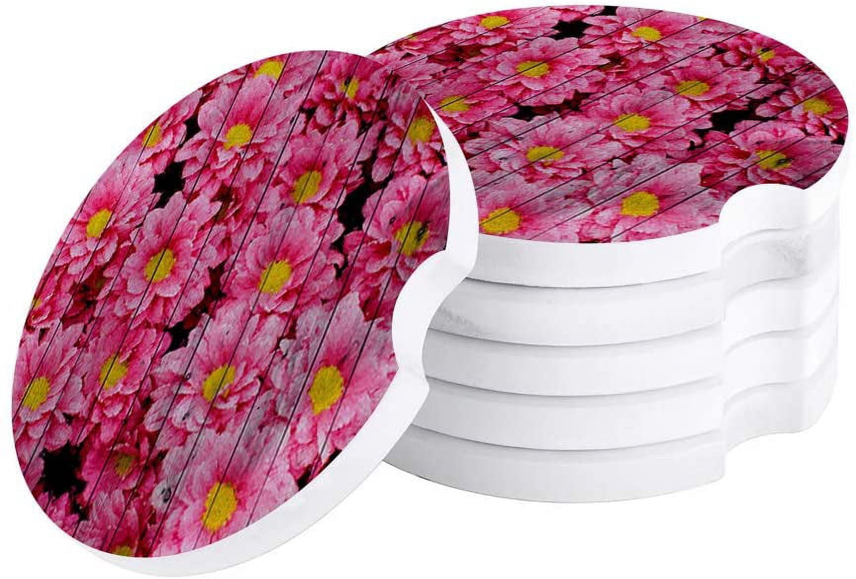 Thirstystone Car Cup Holder Coasters, 2-Pack – Mosaic Flower Design For Cars, Trucks & Boats