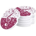 thumbnail image 1 of FMSHPON Pink Musical Note Pattern Set of 2 Car Coaster for Drinks, Absorbent Ceramic Stone Coasters Cup Mat with Cork Base for Home Kitchen Room Coffee Table Bar Decor, 1 of 5
