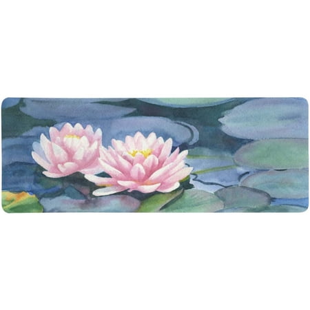 FMSHPON Pink Water Lilies Flowers with Colorful Pads Extra Extended Large Gaming Mouse Pad Mat Desk Pad Keyboard Mat 31.5x12 inch