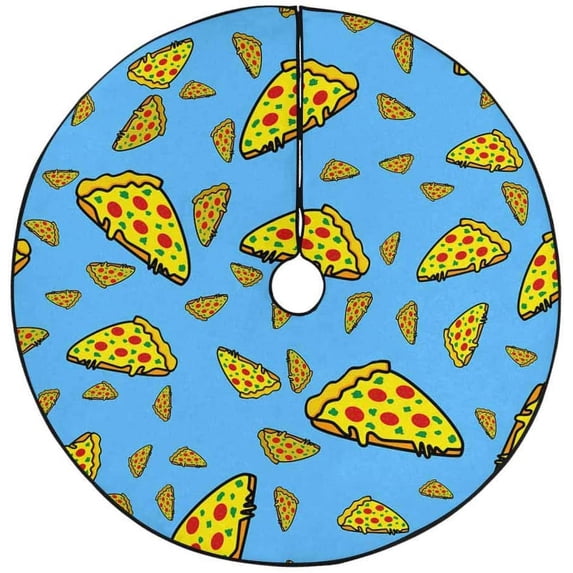 FMSHPON Pizza Fast Food Xmas Christmas Tree Skirt Stand Mat for Holiday Party Decoration Indoor Outdoor 36 inches