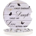 thumbnail image 1 of FMSHPON Positive Energy Text and Butterfly on Retro Wood Grain Set of 6 Car Coaster for Drinks, Absorbent Ceramic Stone Coasters Cup Mat with Cork Base for Home Kitchen Room Coffee Table Bar Decor, 1 of 5