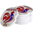 thumbnail image 1 of FMSHPON Puerto Rican Style Farm Rooster Rustic Wooden Grain Set of 2 Car Coaster for Drinks, Absorbent Ceramic Stone Coasters Cup Mat with Cork Base for Home Kitchen Room Coffee Table Bar Decor, 1 of 5