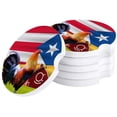 thumbnail image 1 of FMSHPON Puerto Rico Style Farm Rooster and Flag Set of 4 Car Coaster for Drinks, Absorbent Ceramic Stone Coasters Cup Mat with Cork Base for Home Kitchen Room Coffee Table Bar Decor, 1 of 5