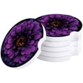 thumbnail image 1 of FMSHPON Purple Dahlia Flower Black Set of 4 Car Coaster for Drinks, Absorbent Ceramic Stone Coasters Cup Mat with Cork Base for Home Kitchen Room Coffee Table Bar Decor, 1 of 5