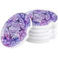 thumbnail image 1 of FMSHPON Purple Fantasy Mandala Pattern Set of 2 Car Coaster for Drinks, Absorbent Ceramic Stone Coasters Cup Mat with Cork Base for Home Kitchen Room Coffee Table Bar Decor, 1 of 5