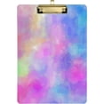 thumbnail image 1 of FMSHPON Rainbow Tie Dye Iridescent Dharma Clipboard Hardboard Wood Nursing Clip Board and Pull for Standard A4 Letter 13x9 inches, 1 of 7