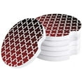 thumbnail image 1 of FMSHPON Red and Black Gradient Retro Moroccan Pattern Set of 2 Car Coaster for Drinks, Absorbent Ceramic Stone Coasters Cup Mat with Cork Base for Home Kitchen Room Coffee Table Bar Decor, 1 of 5