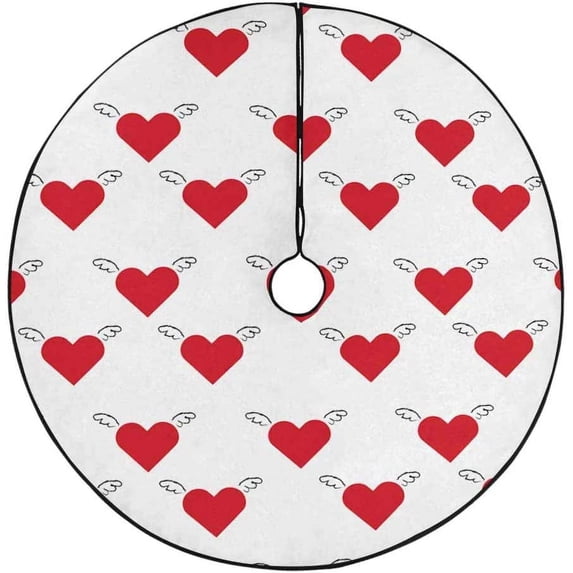 FMSHPON Red Heart Xmas Christmas Tree Skirt Stand Mat for Holiday Party Decoration Indoor Outdoor 48 inches